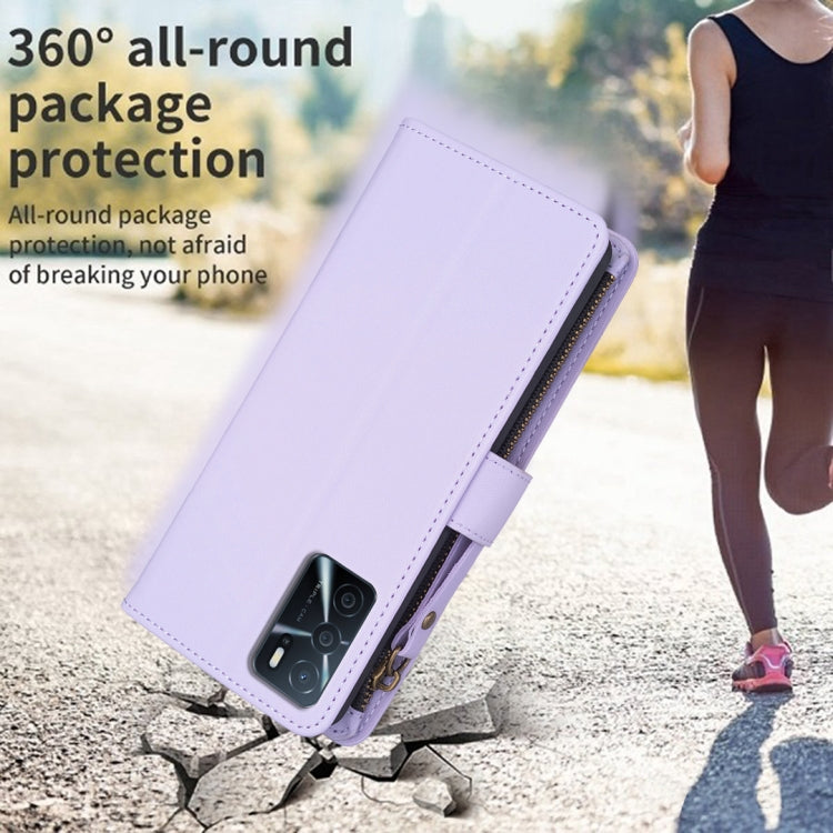 9 Card Slots Zipper Wallet Leather Flip Phone Case For OPPO A16 / A16s / A54s / A55 5G / A54 4G