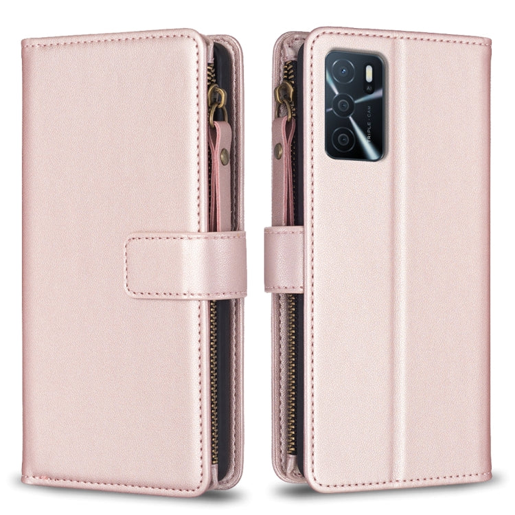 9 Card Slots Zipper Wallet Leather Flip Phone Case For OPPO A16 / A16s / A54s / A55 5G / A54 4G