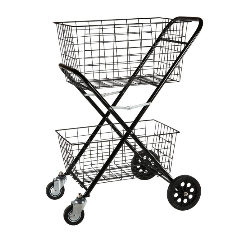 Portable Foldable Luggage Truck Hand Cart Double Basket Shopping Supermarket Trolley Case