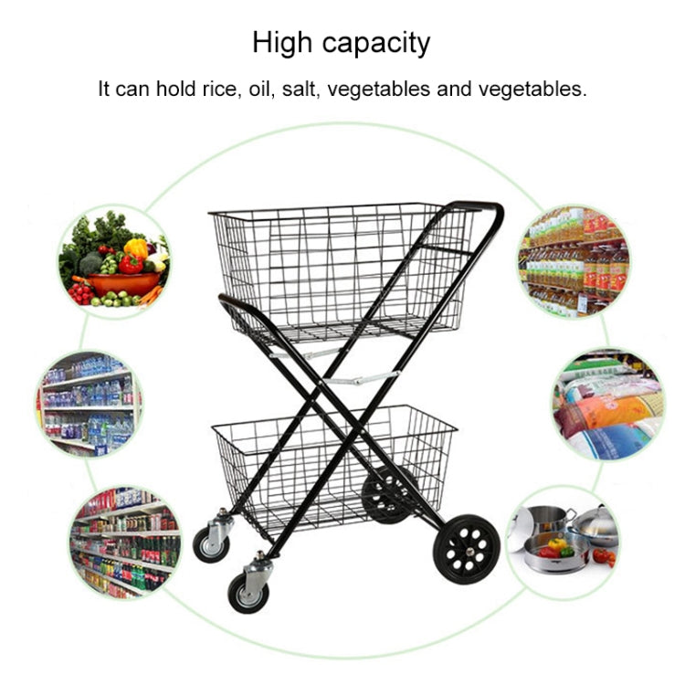 Portable Foldable Luggage Truck Hand Cart Double Basket Shopping Supermarket Trolley Case