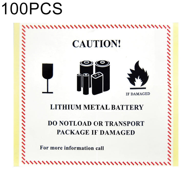 100 PCS Rectangle Shape Aviation Logistics Lithium Metal Battery Warning Sticker Fireproof Caution Label