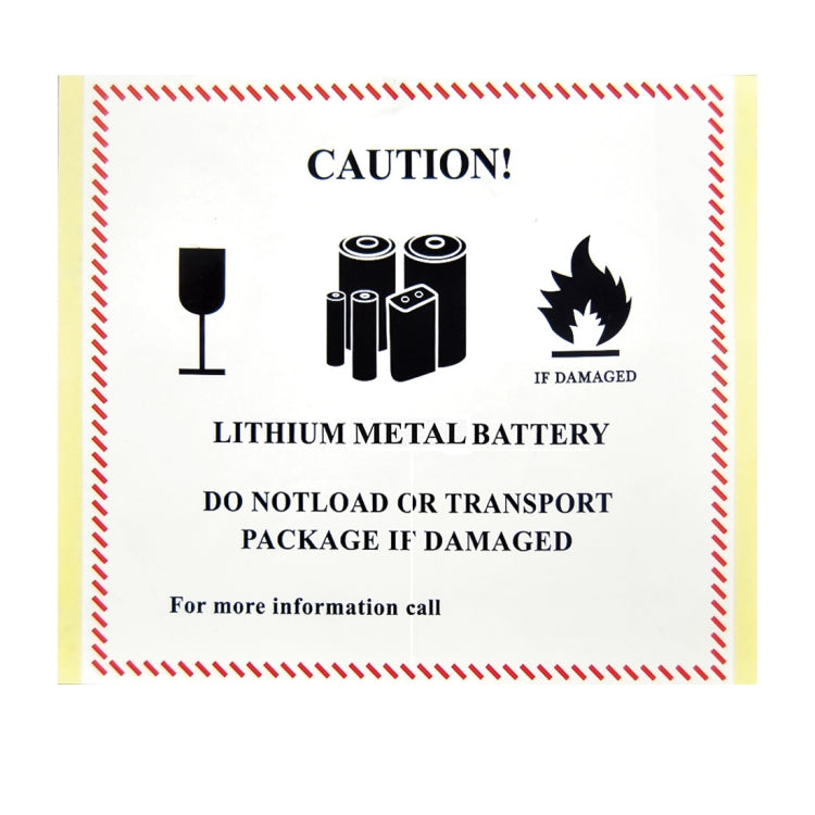 100 PCS Rectangle Shape Aviation Logistics Lithium Metal Battery Warning Sticker Fireproof Caution Label