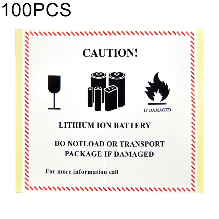 100 PCS Rectangle Shape Aviation Logistics Lithium- ion Battery Warning Sticker Fireproof Caution Label