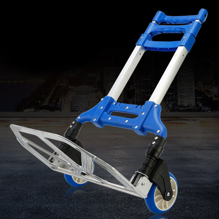 Two-Section Folding Portable Trolley Mini Luggage, Household Shopping Small Trolley Case, Load 75 kg(Blue)