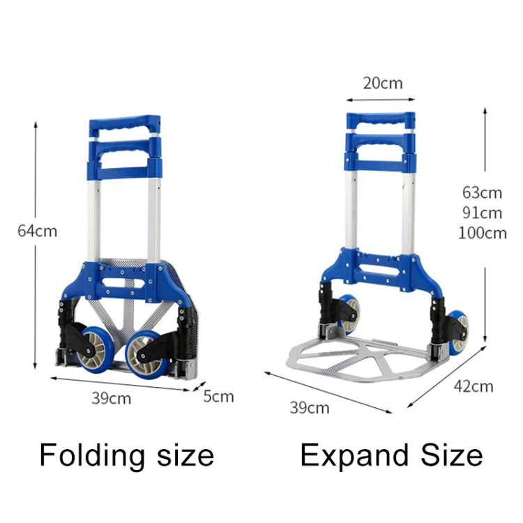 Two-Section Folding Portable Trolley Mini Luggage, Household Shopping Small Trolley Case, Load 75 kg(Blue)