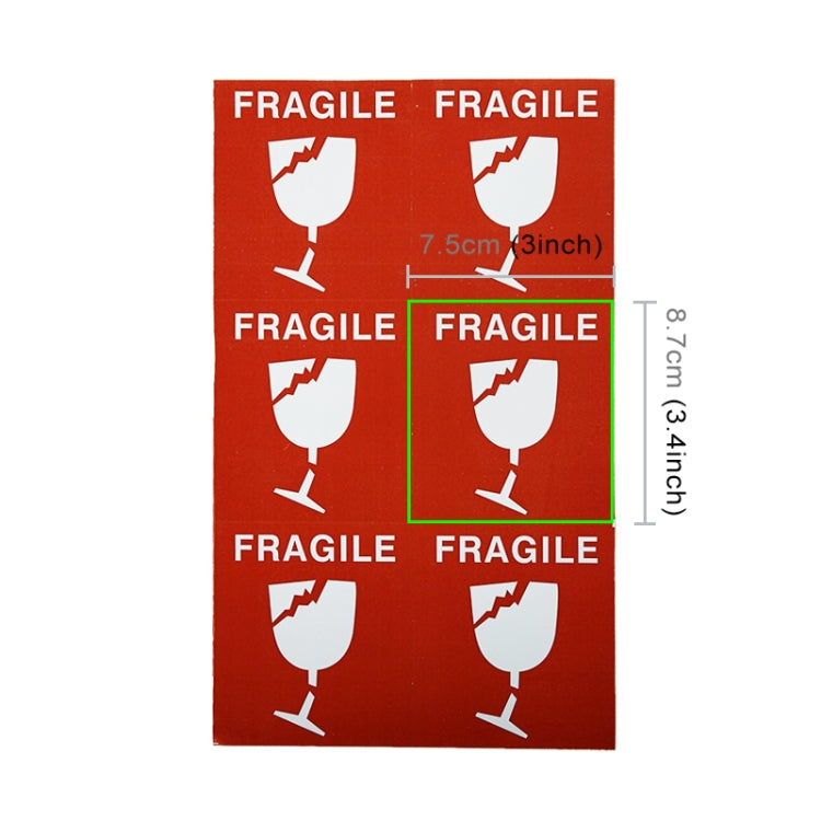 600 PCS Self-adhesive English Warning Sticker Fragile Label