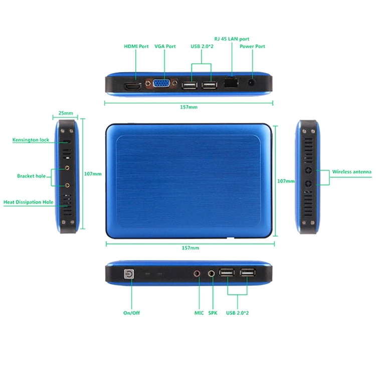 TK600 Mini PC, Intel Baytrail-T Quad Core Z3735F 1.33Ghz-1.83Ghz, RAM: 2GB, SSD: 32GB, Support Bluetooth, WiFi, Windows 8.1 & Windows 10 Professional Operating System