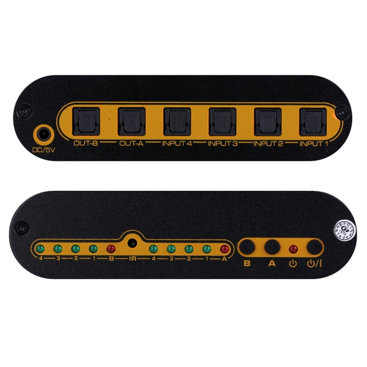 SPDIF / TOSLINK Digital Optical Audio Switcher 4x2 with Remote Controller, US Plug