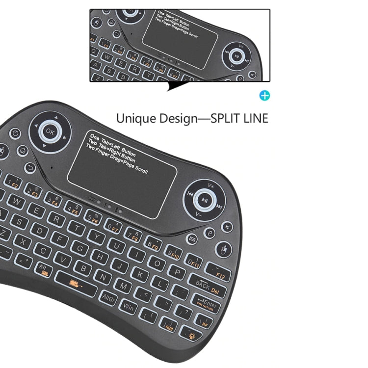 S913 2.4GHz Mini Smart Colorful Backlit Rechargeable Wireless Gaming Keyboard for Tablet / PC / Android TV Case, with Touchpad & Air Mouse