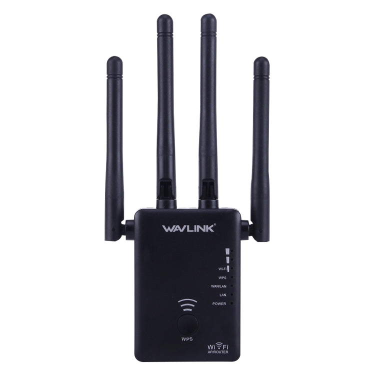 Wavlink WS-WN575A3 5GHz 866Mbps + 2.4GHz 300Mbps Dual Band Wireless Mini Wall Plug Router WiFi Repeater with 4 External Antennas(Black)