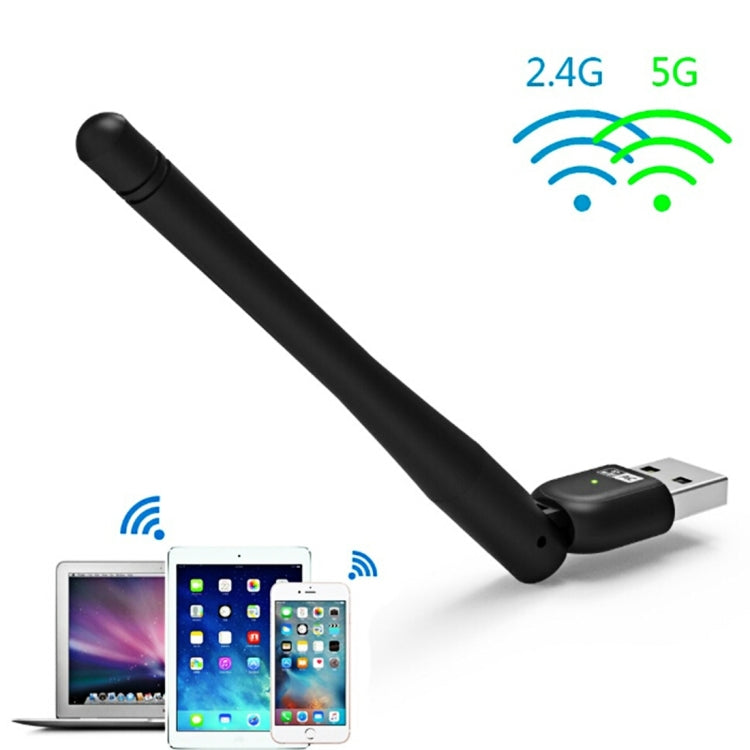 Wavlink WS-WN681AE Mini 5GHz 433Mbps + 2.4GHz 150Mbps USB Dual Band Wifi Wireless Adapter Network Card with Antenna