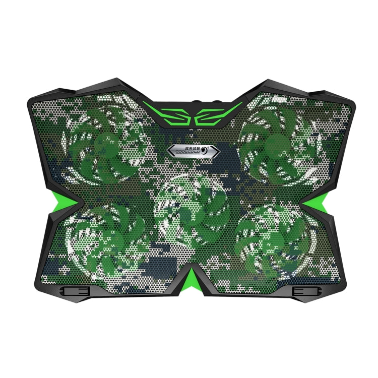 Ice Troll 2S COOLCOLD DC 5V Dual USB Five Fans Cooler Air-cooled Radiator Cooling Pad for 12-17 inch Gaming Laptop Notebook(Camouflage)