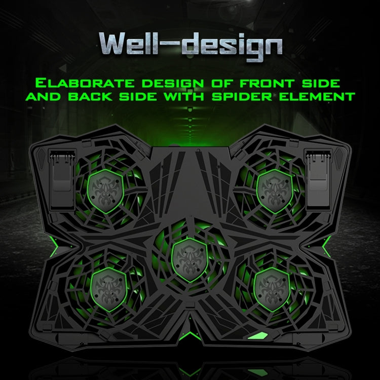 Ice Troll 2S COOLCOLD DC 5V Dual USB Five Fans Cooler Air-cooled Radiator Cooling Pad for 12-17 inch Gaming Laptop Notebook(Camouflage)