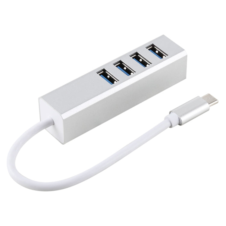 5Gbps Super Speed Self / Bus Power 4 Ports USB 3.0 to USB-C / Type-C HUB Converter (Silver)
