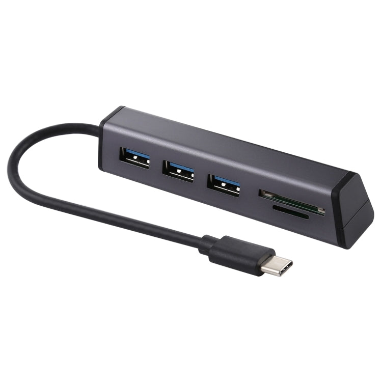 Multi-functional USB-C / Type-C to 3 x USB 3.0 + SD / TF Card Reader HUB with Hidden Phone Holder