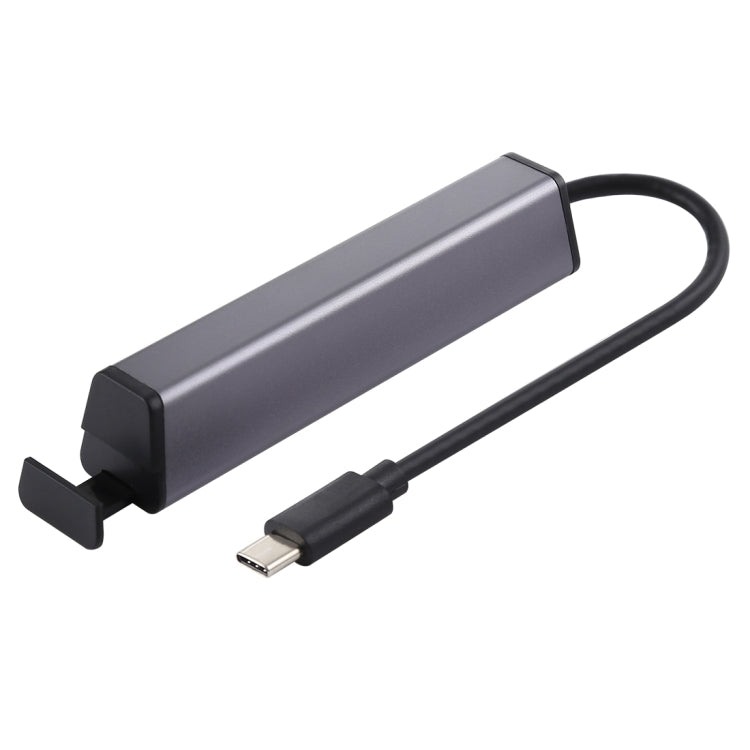 Multi-functional USB-C / Type-C to 3 x USB 3.0 + SD / TF Card Reader HUB with Hidden Phone Holder