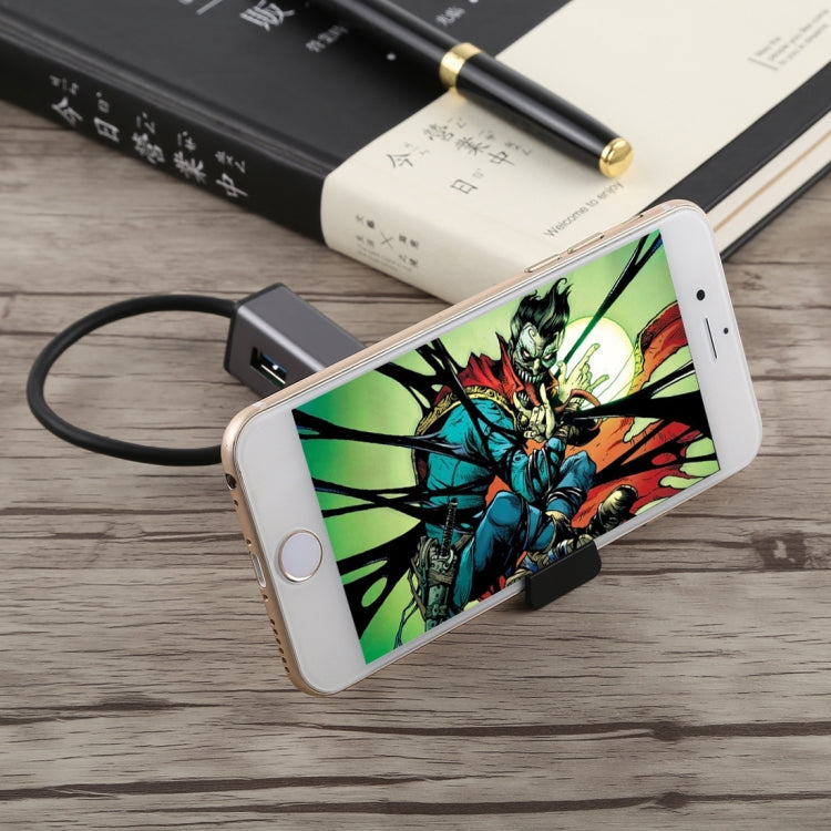 Multi-functional USB-C / Type-C to 3 x USB 3.0 + SD / TF Card Reader HUB with Hidden Phone Holder