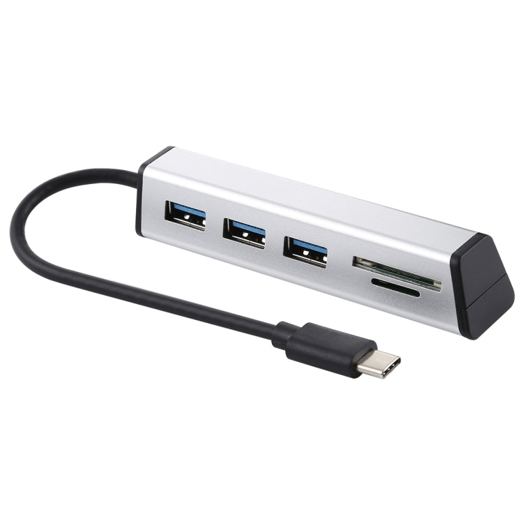 Multi-functional USB-C / Type-C to 3 x USB 3.0 + SD / TF Card Reader HUB with Hidden Phone Holder