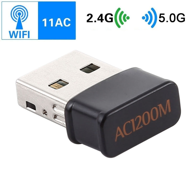 AC1200Mbps 2.4GHz & 5GHz Dual Band USB 2.0 WiFi Adapter External Network Card (Black)
