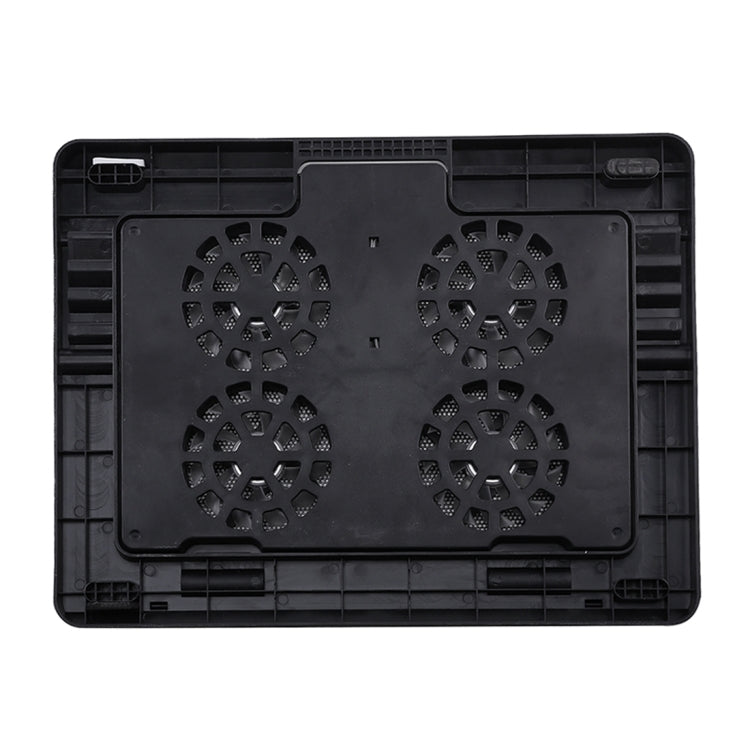 NUOXI H2 Four Fans Ultra Silent CPU Notebook Computer Cooling Base USB Cooler Pad with 2 x USB Ports(Black)