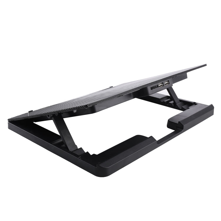 NUOXI H2 Four Fans Ultra Silent CPU Notebook Computer Cooling Base USB Cooler Pad with 2 x USB Ports(Black)