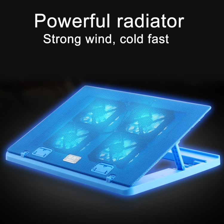 NUOXI H2 Four Fans Ultra Silent CPU Notebook Computer Cooling Base USB Cooler Pad with 2 x USB Ports(Black)