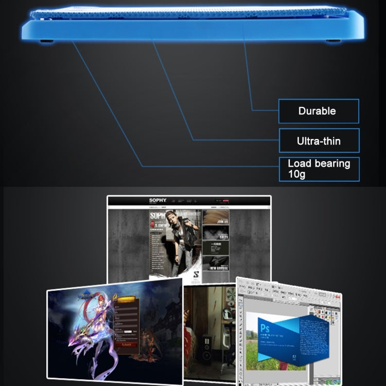 NUOXI H2 Four Fans Ultra Silent CPU Notebook Computer Cooling Base USB Cooler Pad with 2 x USB Ports(Black)