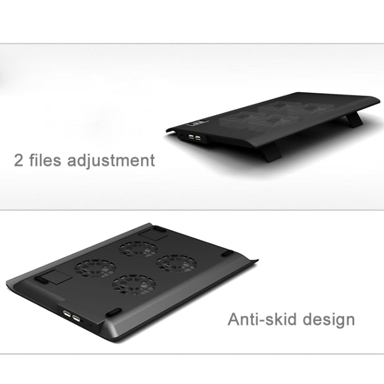 NUOXI L112A Four Fans Adjustable Speed Silent Notebook Computer Cooling Base USB Cooler Pad with 2 x USB Ports