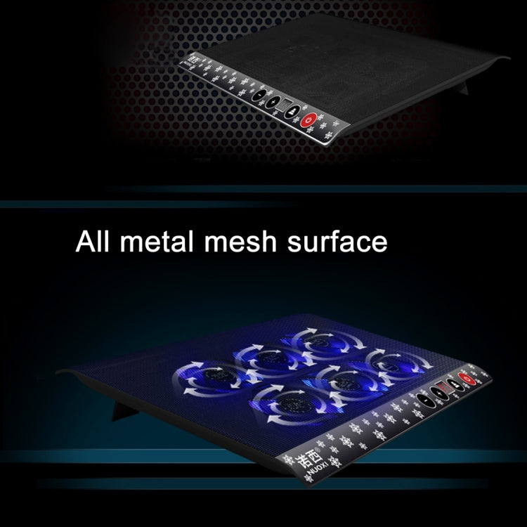 NUOXI M6 Six Fans Touch Ultra Silent Metal Surface Notebook Computer Cooling Base USB Cooler Pad with 2 x USB Ports