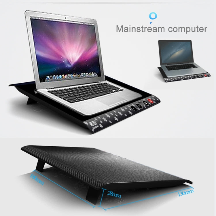 NUOXI M6 Six Fans Touch Ultra Silent Metal Surface Notebook Computer Cooling Base USB Cooler Pad with 2 x USB Ports