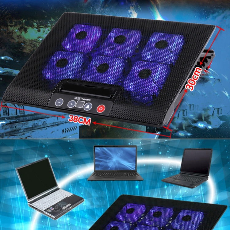 NUOXI M8 Six Fans Touch Ultra Silent CPU Notebook Computer Cooling Base USB Cooler Pad with 2 x USB Ports(Blue)