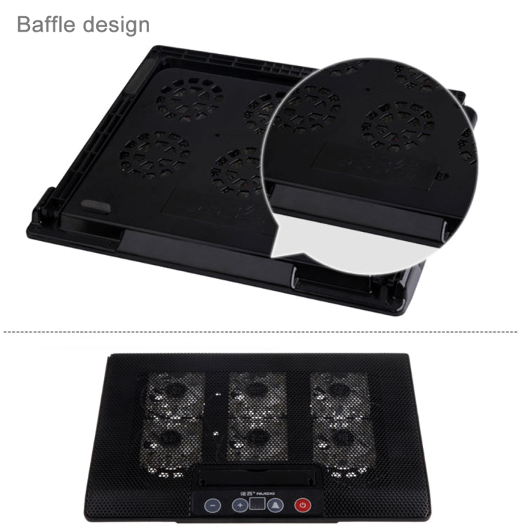 NUOXI M8 Six Fans Touch Ultra Silent CPU Notebook Computer Cooling Base USB Cooler Pad with 2 x USB Ports(Blue)
