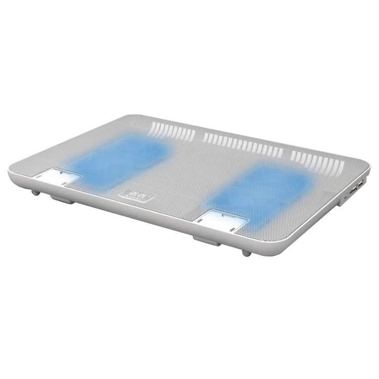 NUOXI S400 Four Fans Silent CPU Notebook Computer Cooling Base Cooler Pad with 2 x USB Ports & Tablet Holder(White)