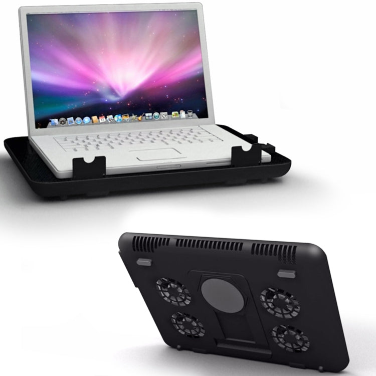 NUOXI S400 Four Fans Silent CPU Notebook Computer Cooling Base Cooler Pad with 2 x USB Ports & Tablet Holder(White)