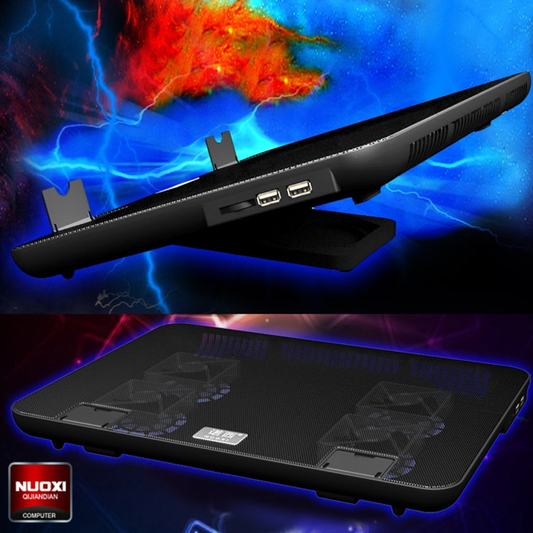 NUOXI S400 Four Fans Silent CPU Notebook Computer Cooling Base Cooler Pad with 2 x USB Ports & Tablet Holder(White)