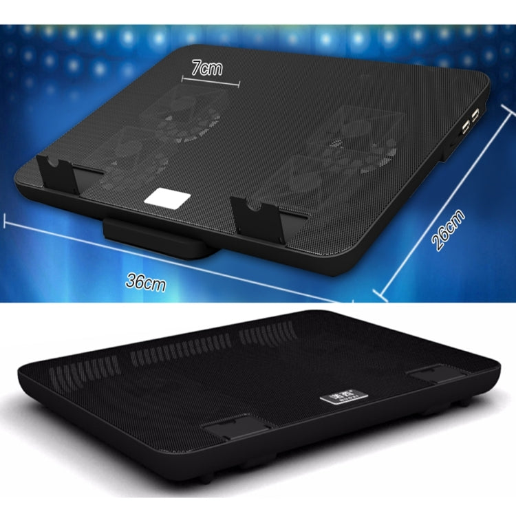 NUOXI S400 Four Fans Silent CPU Notebook Computer Cooling Base Cooler Pad with 2 x USB Ports & Tablet Holder(White)