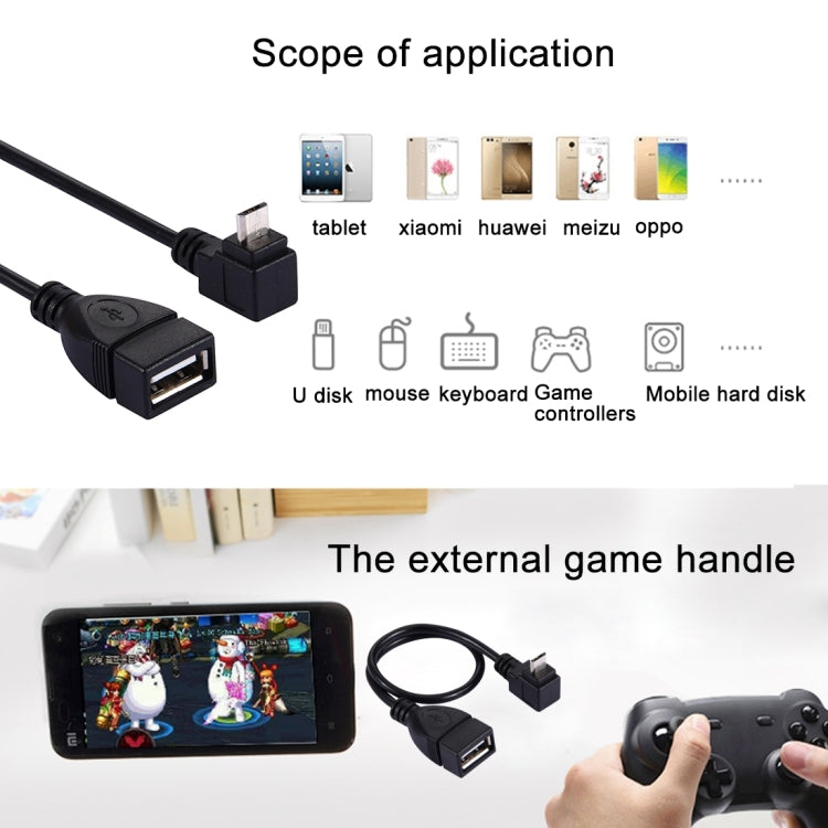 90 Degree Elbow Micro USB Male to USB 2.0 Female OTG Converter Adapter Cable for Samsung Galaxy S7 & S7 Edge / LG G4 / Huawei P8 / Xiaomi Mi4 and other Smartphones (Black)