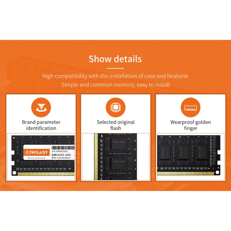 TECLAST S10 1.5V DDR3 1600MHz 8GB Memory RAM Module for Desktop PC