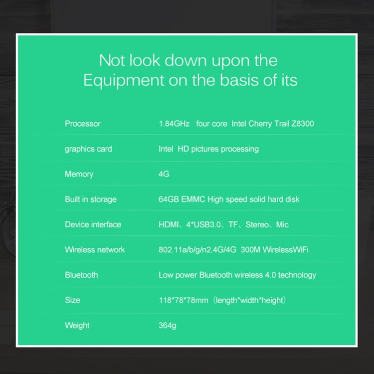 Cenovo Mini PC / TV Box King Kong with 720P Voice Camera, Support Windows 10 OS, Intel Cherry Trail Z8300 Quad Core 1.84GHz, RAM: 4GB, ROM: 64GB, Built in Dual Band WiFi, Bluetooth 4.0(Black)