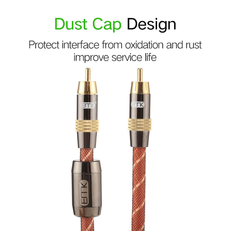 EMK TZ/A 1.5m OD8.0mm Gold Plated Metal Head RCA to RCA Plug Digital Coaxial Interconnect Cable Audio / Video RCA Cable