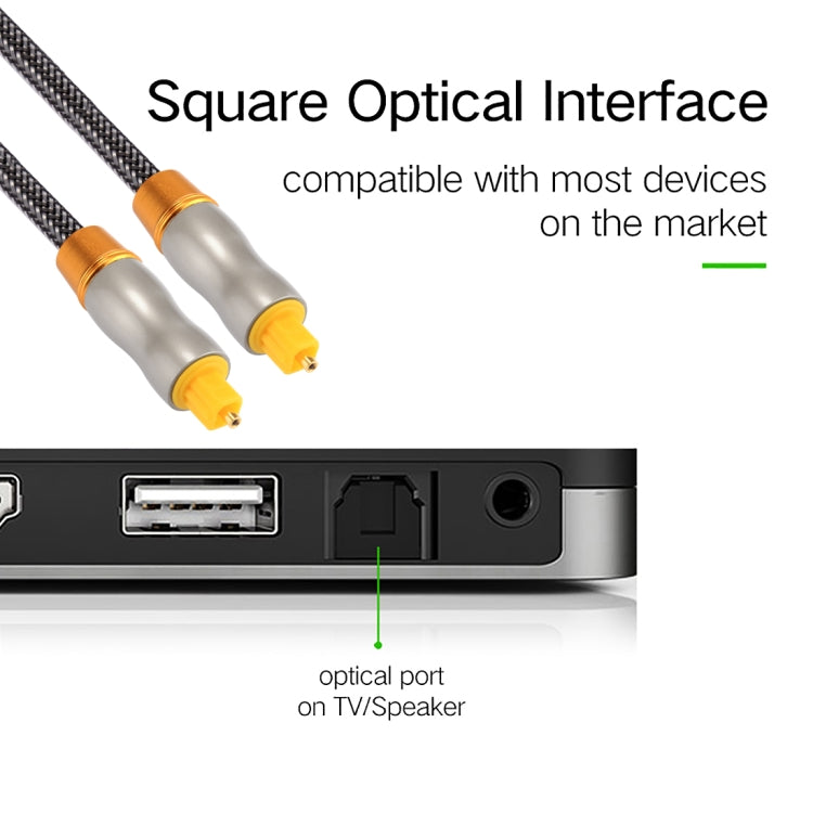 1m OD6.0mm Gold Plated Metal Head Woven Line Toslink Male to Male Digital Optical Audio Cable