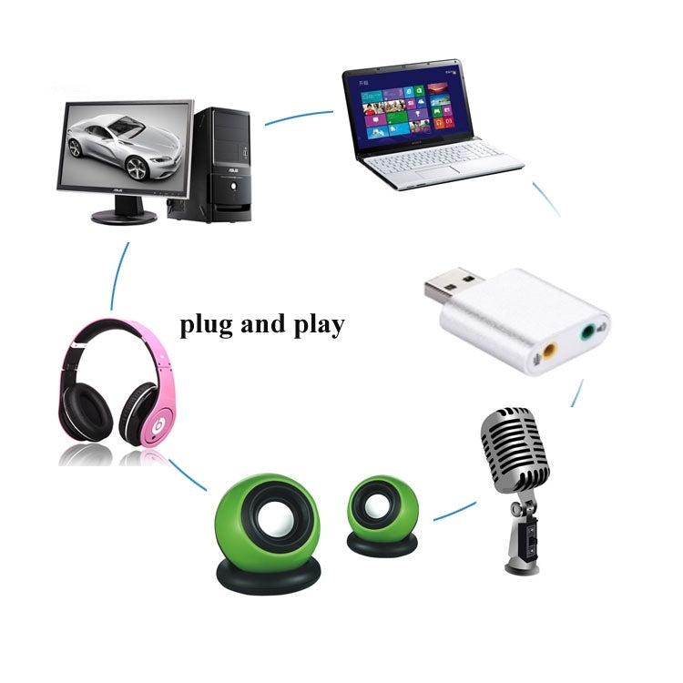 CZH-H077 USB 2.0 Aluminum Shell 7.1 Channel Audio Sound Card Adapter Converter