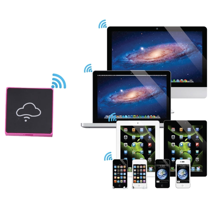 BOX ONE Mini WiFi Wireless Storage Box Hard Drive Disk USB Driver Card Reader for Mobile Phones & Tablets, Compatible with Android 3.0 or Above and IOS 5.1.1 or Above, Support Micro SD Card / TF Card up to 128GB, Size: 31 x 8 mm(Magenta)
