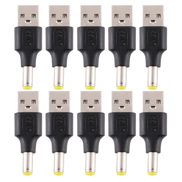 10 PCS 5.5 x 1.7mm Male to USB 2.0 Male DC Power Plug Connector