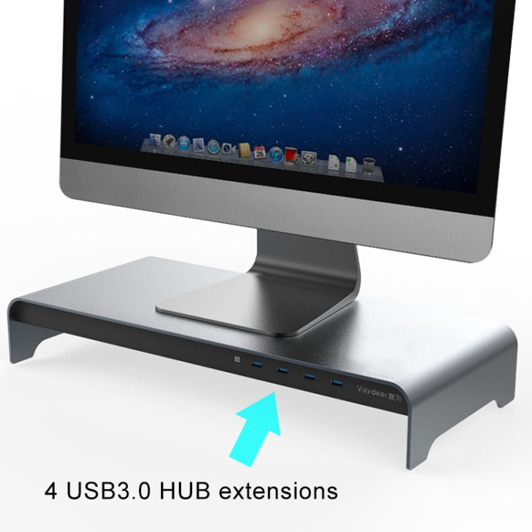 Vaydeer Desktop PC Display Heightening Shelf Storage Rack with 4 USB Port
