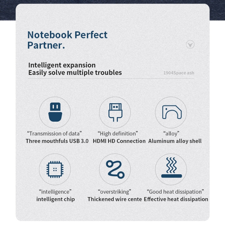 Basix T1904 4 In 1 Multi-function Type-C / USB-C HUB Expansion Dock