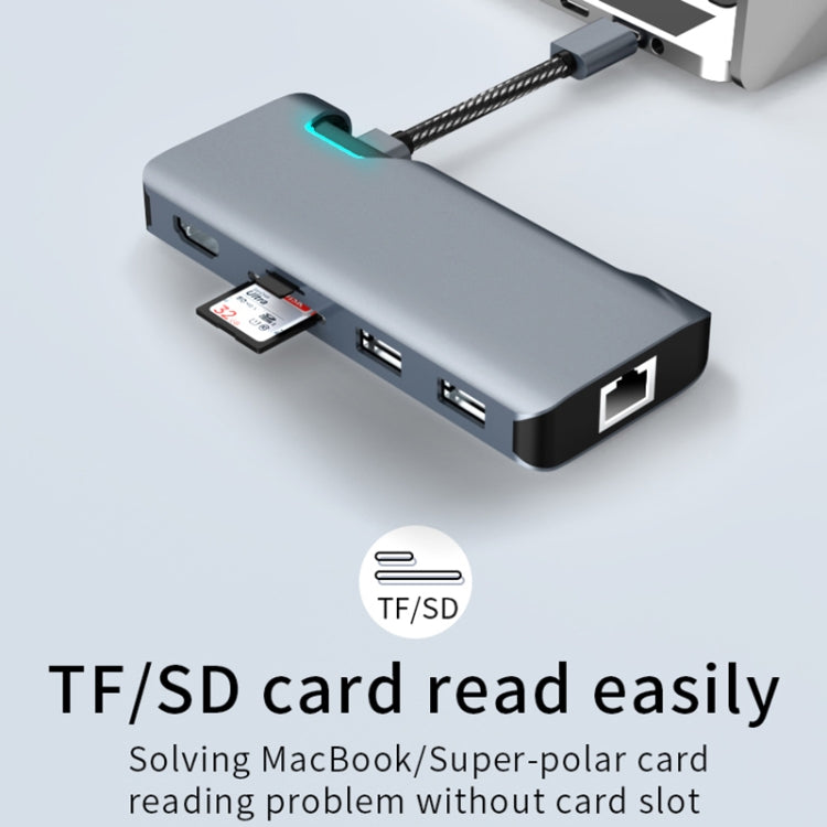 Basix T1907b 7 In 1 Multi-function Type-C / USB-C HUB Expansion Dock(Silver)