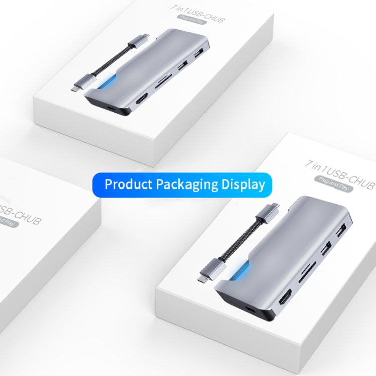 Basix T1907b 7 In 1 Multi-function Type-C / USB-C HUB Expansion Dock(Silver)