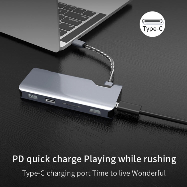 Basix T1907b 7 In 1 Multi-function Type-C / USB-C HUB Expansion Dock(Silver)