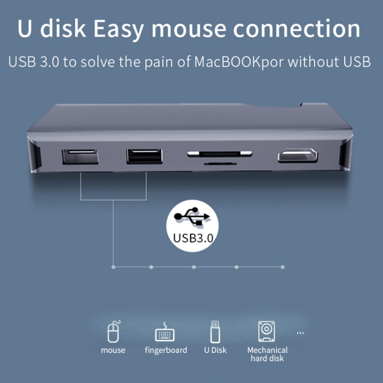 Basix T1907b 7 In 1 Multi-function Type-C / USB-C HUB Expansion Dock(Silver)